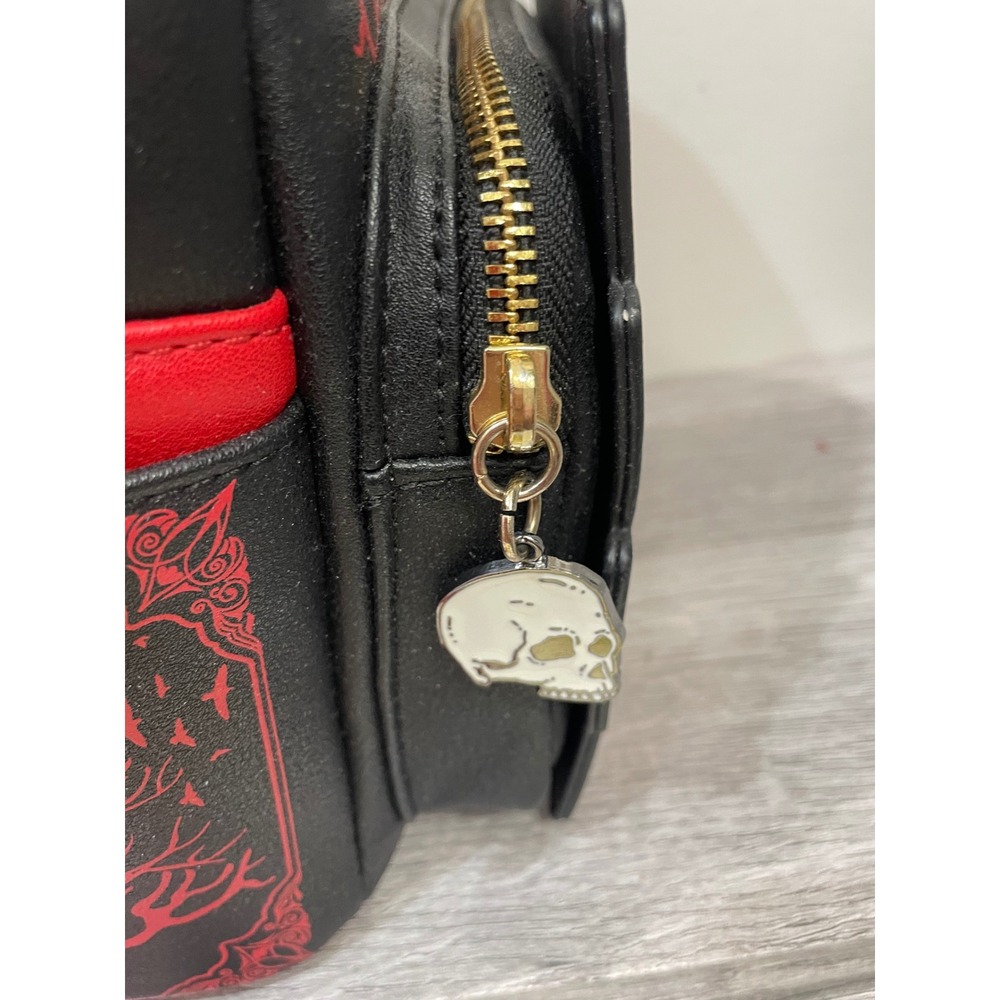 Loungefly Edgar Allan Poe Book Stack Mini Backpack Black Red Gothic Raven Skull - Picture 6 of 8